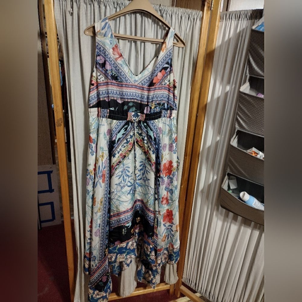 Johnny Was silk handkerchief hem dress